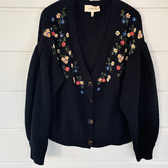 **RARE** THE GREAT | Floral Embroidery Cardigan | Size 2/Medium - Picture 1 of 5